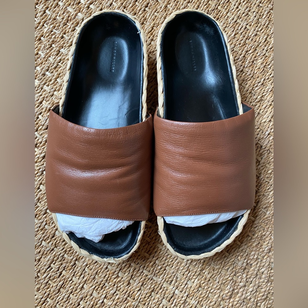 Simon Miller size 37 leather and raffia slides
